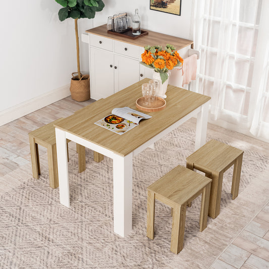 Table à manger rectangulaire en bois FELTON de 120 cm - Blanc
