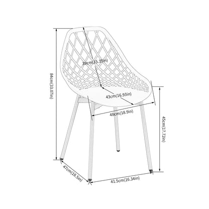 Chaise d'appoint en métal GARY avec dossier découpé (lot de 4/6) - Noir/Blanc