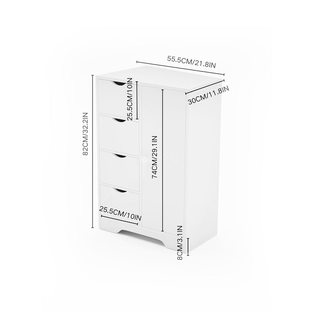 Meuble de rangement avec tiroirs et portes pour salle de bain GRAYS - Blanc