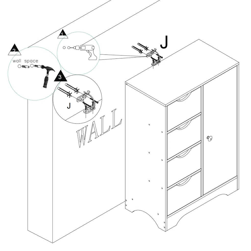 Meuble de rangement avec tiroirs et portes pour salle de bain GRAYS - Blanc