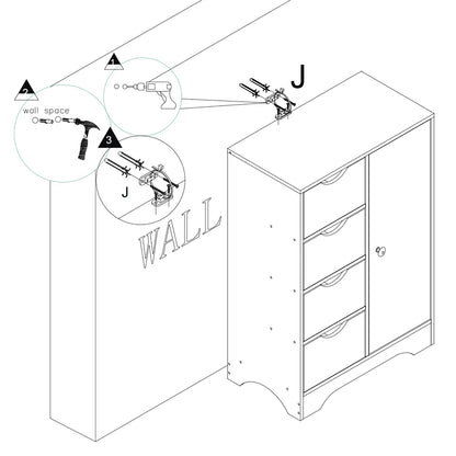 Meuble de rangement avec tiroirs et portes pour salle de bain GRAYS - Blanc