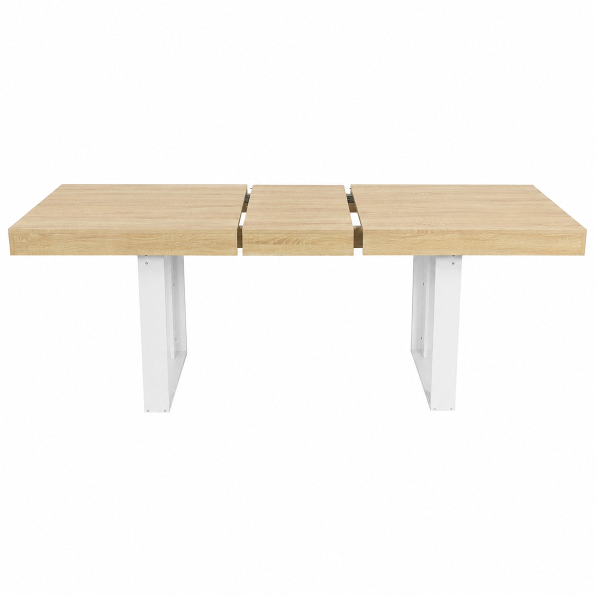 Table de salle à manger rectangulaire extensible, longueur 160-200 cm - Bois et blanc