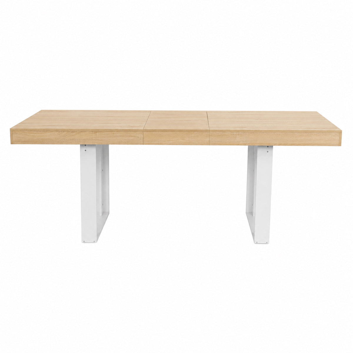 Table de salle à manger rectangulaire extensible, longueur 160-200 cm - Bois et blanc