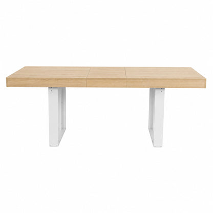 Table de salle à manger rectangulaire extensible, longueur 160-200 cm - Bois et blanc