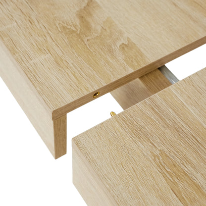 Table de salle à manger rectangulaire extensible, longueur 160-200 cm - Bois et blanc