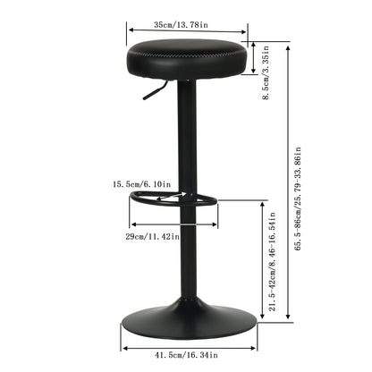 Tabourets de bar modernes réglables HAZLET avec repose-pieds, lot de 2 - Noir