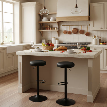 Tabourets de bar modernes réglables HAZLET avec repose-pieds, lot de 2 - Noir