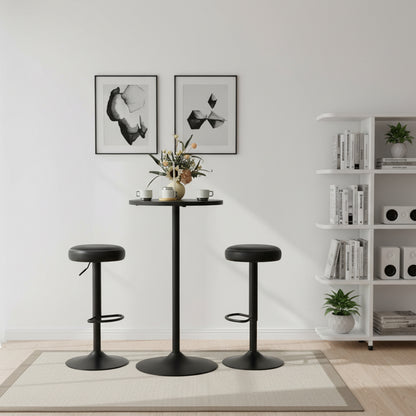 Tabourets de bar modernes réglables HAZLET avec repose-pieds, lot de 2 - Noir