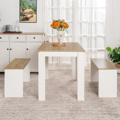 Banc de salle à manger long de 90 cm, lot de 2 - CHÊNE/Blanc/Noir-HYBLA
