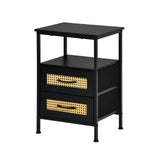 Table d'appoint de rangement avec pieds en fer 40 cm - noir/blanc/couleur feu - JENA