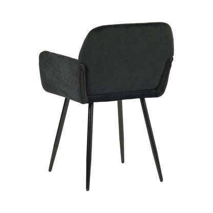 Chaise de salle à manger large avec accoudoirs en velours noir/gris foncé - KAMEY