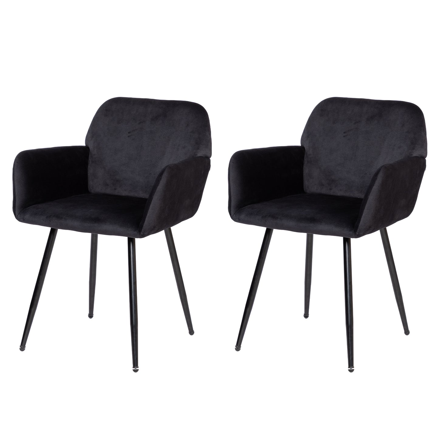 Chaise de salle à manger large avec accoudoirs en velours noir/gris foncé - KAMEY