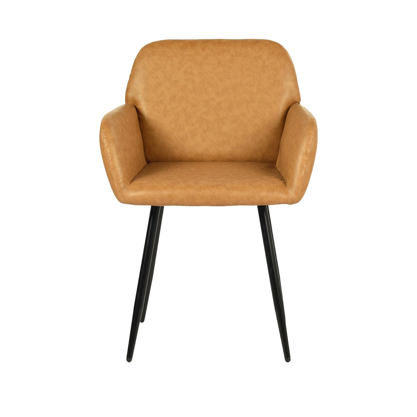 Chaise de salle à manger large avec accoudoirs en similicuir et pieds en fer (lot de 1/2) - Marron