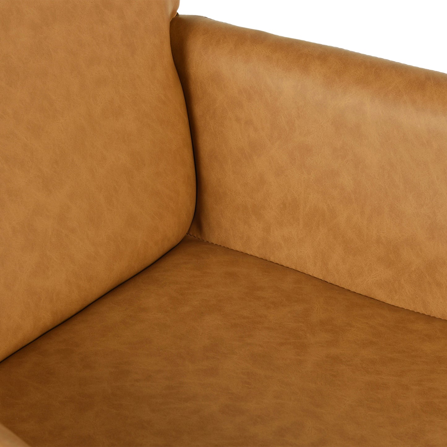 Chaise de salle à manger large avec accoudoirs en similicuir et pieds en fer (lot de 1/2) - Marron