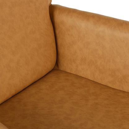 Chaise de salle à manger large avec accoudoirs en similicuir et pieds en fer (lot de 1/2) - Marron