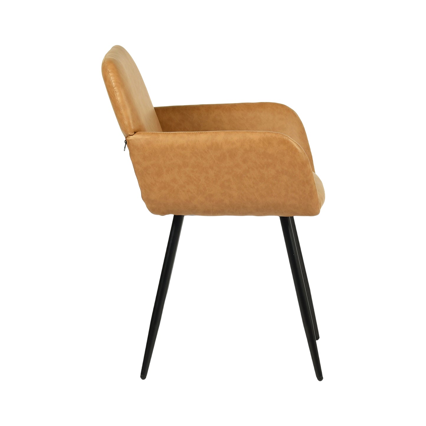 Chaise de salle à manger large avec accoudoirs en similicuir et pieds en fer (lot de 1/2) - Marron