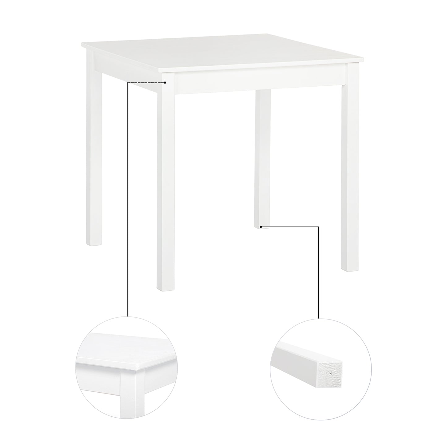 Ensemble Table à Manger et 2 Chaises 74*74*73cm - Blanc/Gris/Marron-LILAC