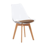 LUCCA Chaise transparente avec Pieds en Bois de Frêne et Coussin en Daim Brun