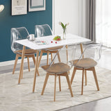 LUCCA Chaise transparente avec Pieds en Bois de Frêne et Coussin en Daim Brun