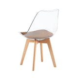 LUCCA Chaise transparente avec Pieds en Bois de Frêne et Coussin en Daim Brun