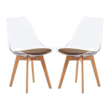 LUCCA Chaise transparente avec Pieds en Bois de Frêne et Coussin en Daim Brun