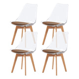 LUCCA Chaise transparente avec Pieds en Bois de Frêne et Coussin en Daim Brun