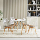LUCCA Chaise transparente avec Pieds en Bois de Frêne et Coussin en Daim Brun