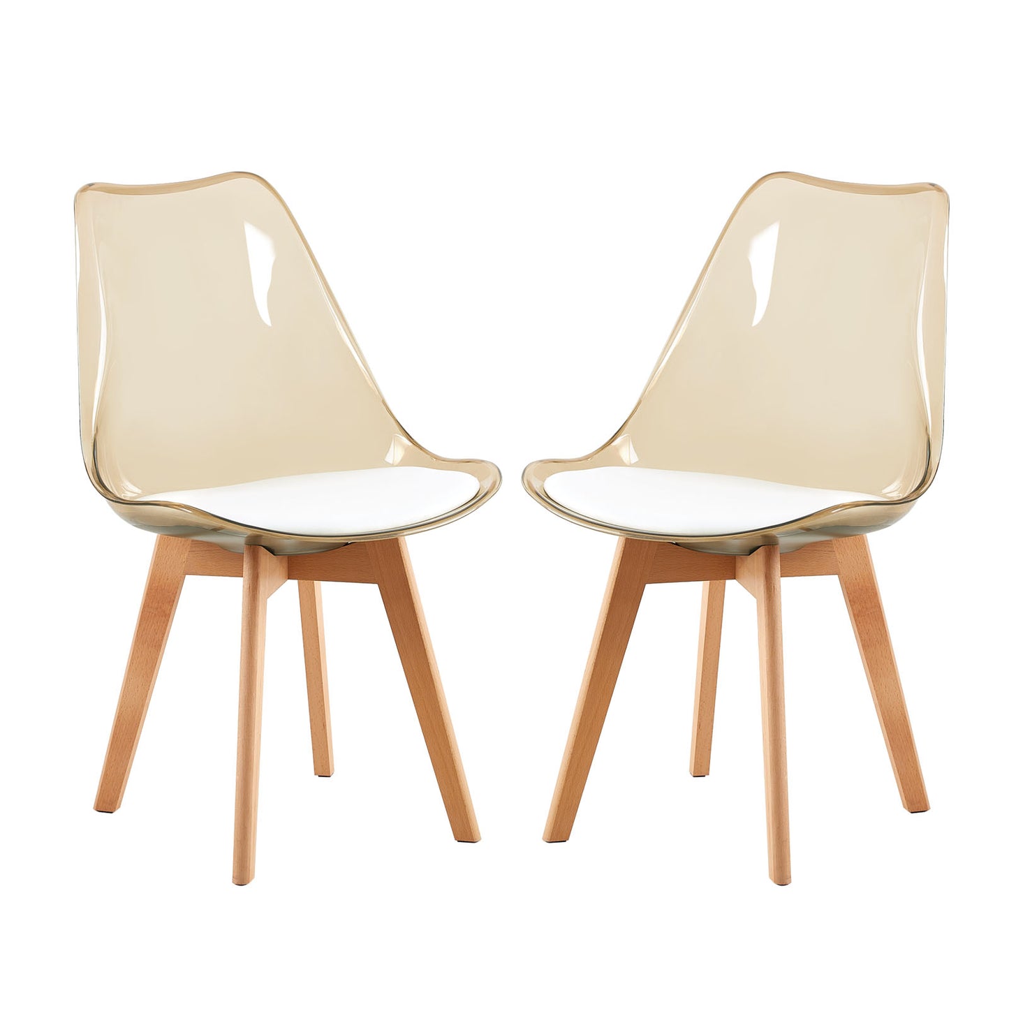TULIP Chaise de salle à manger à dossier de chaise Tawny et pieds en hêtre - Ensemble de 2/4