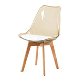 LUCCA Chaises De Salle À Manger De Cuisine En Cuir Pu Capitonné Blanc Design Scandinave Avec Pieds En Bois De Hêtre Massif - Fumé/marron