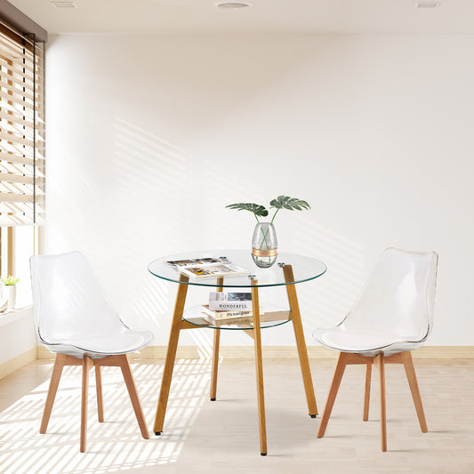 Table Ronde Double en Verre avec Cercles Grands et Petits - MASSA