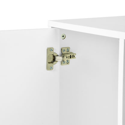 Classeur latéral en bois blanc à 3 tiroirs, verrouillable, avec étagères de rangement ouvertes