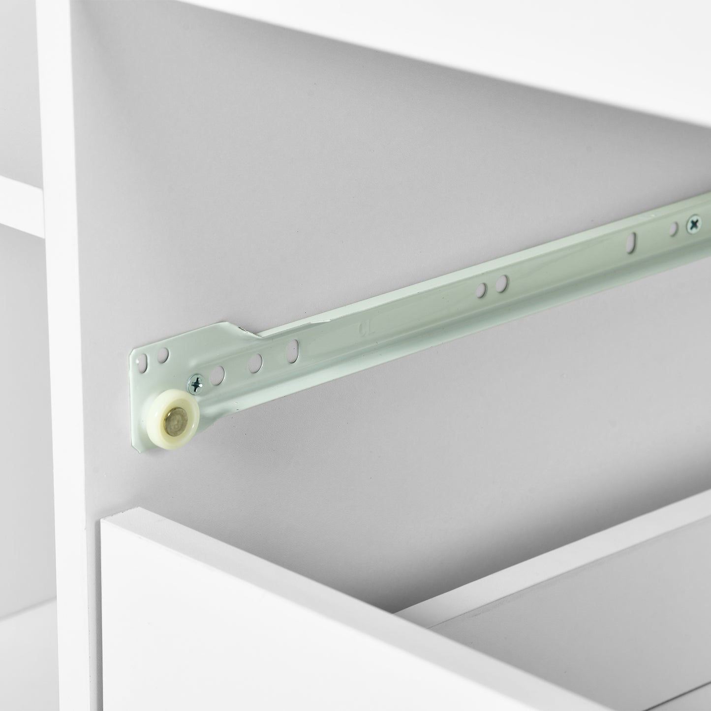 Classeur latéral en bois blanc à 3 tiroirs, verrouillable, avec étagères de rangement ouvertes