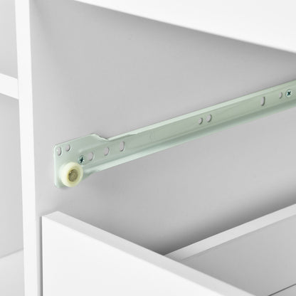Classeur latéral en bois blanc à 3 tiroirs, verrouillable, avec étagères de rangement ouvertes