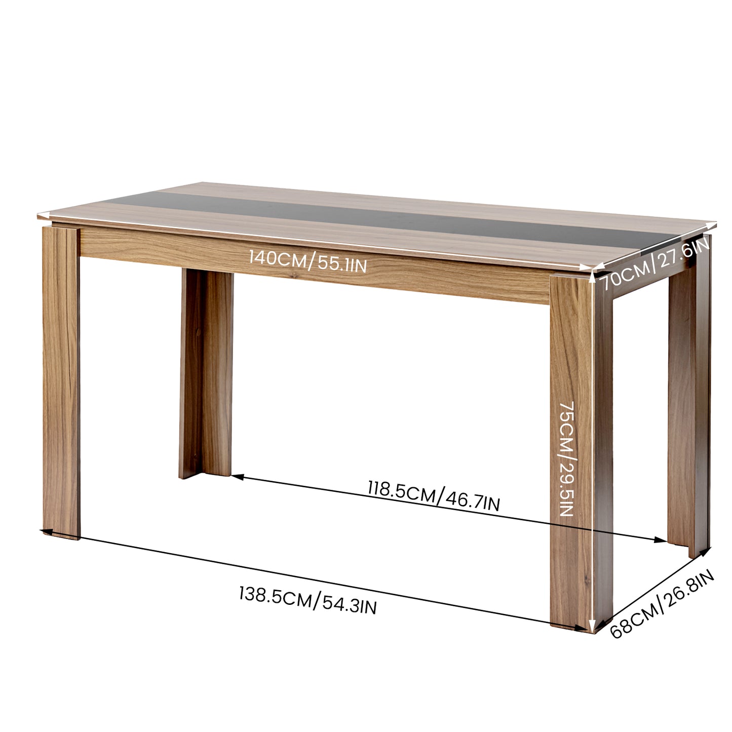 Table à manger rectangulaire en bois MCCOY de 140 cm - Noyer