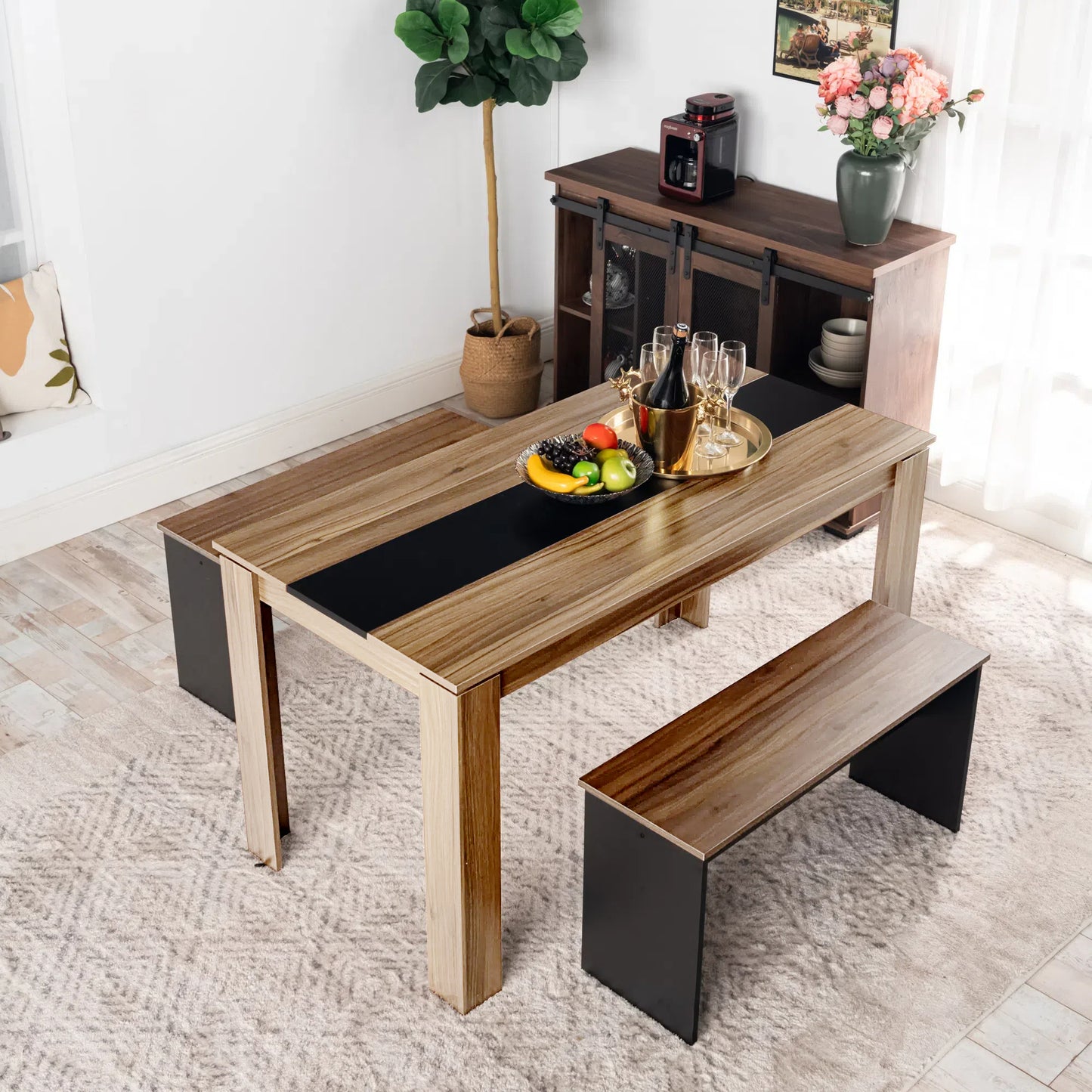 Table à manger rectangulaire en bois MCCOY de 140 cm - Noyer