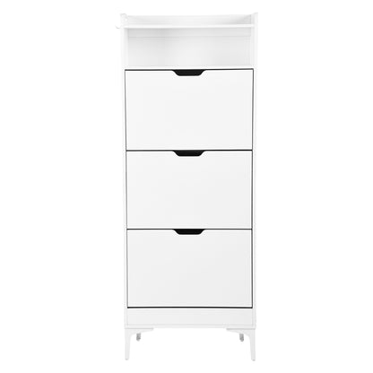 Meuble à chaussures MELVIN à 3 rabats, 60 x 159,3 cm - MDF blanc