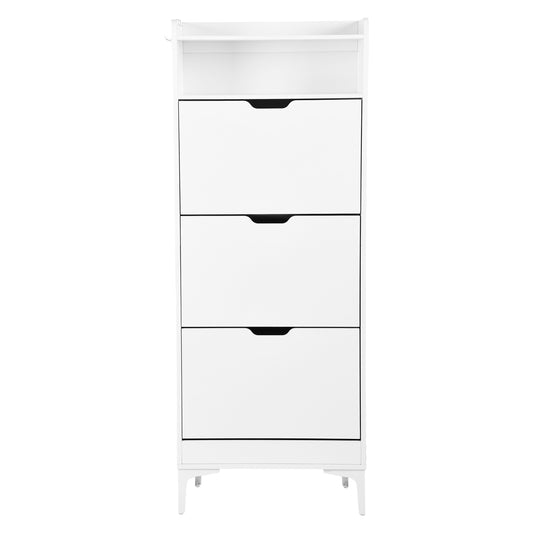 Meuble à chaussures MELVIN à 3 rabats, 60 x 159,3 cm - MDF blanc