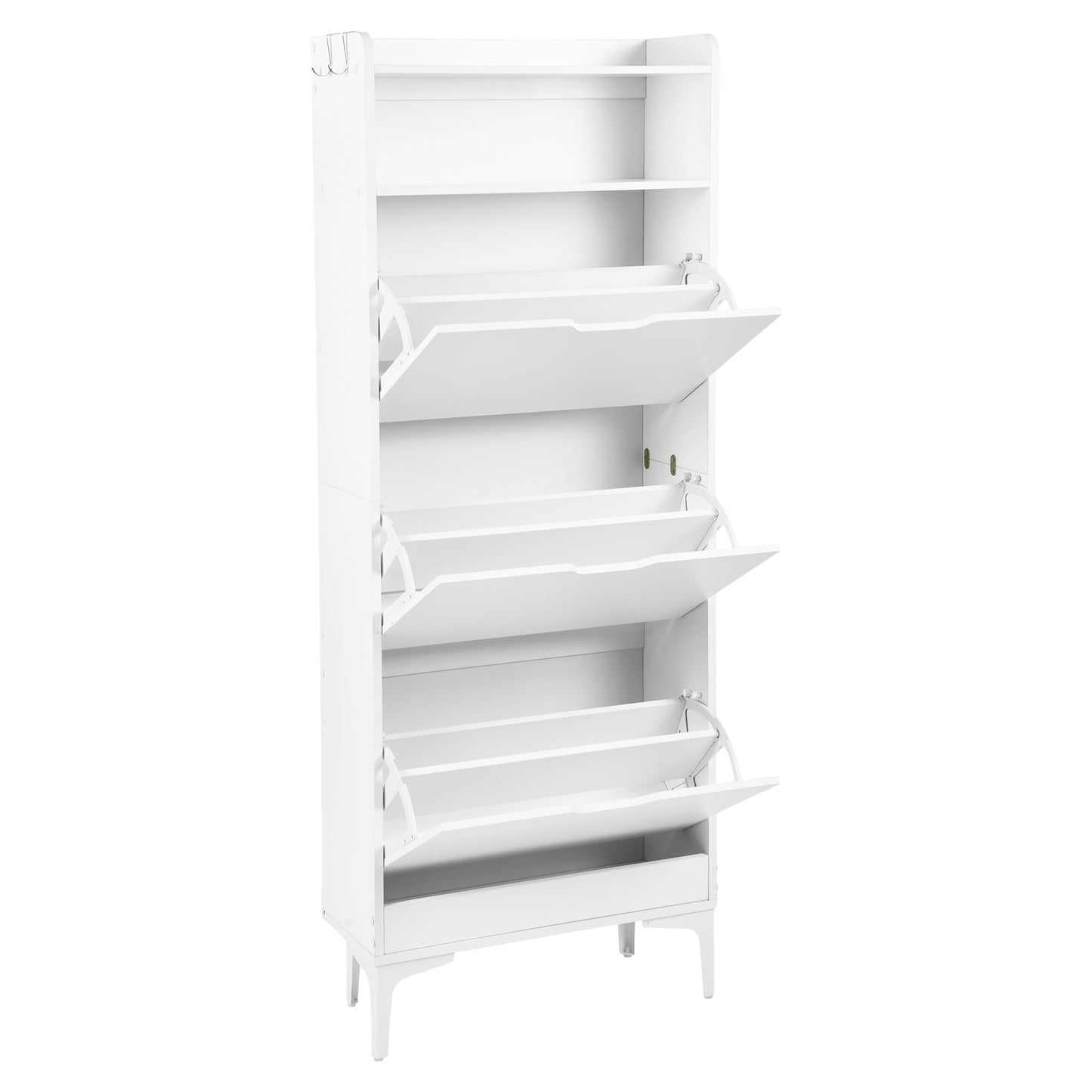 Meuble à chaussures MELVIN à 3 rabats, 60 x 159,3 cm - MDF blanc