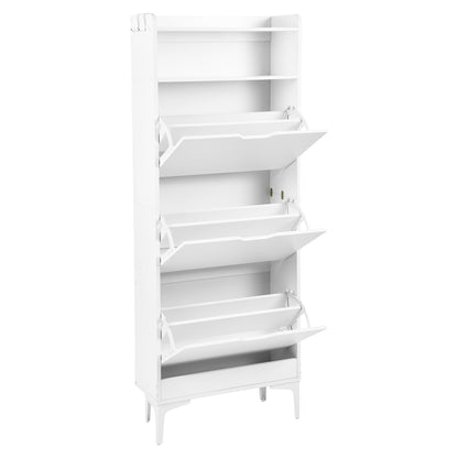 Meuble à chaussures MELVIN à 3 rabats, 60 x 159,3 cm - MDF blanc