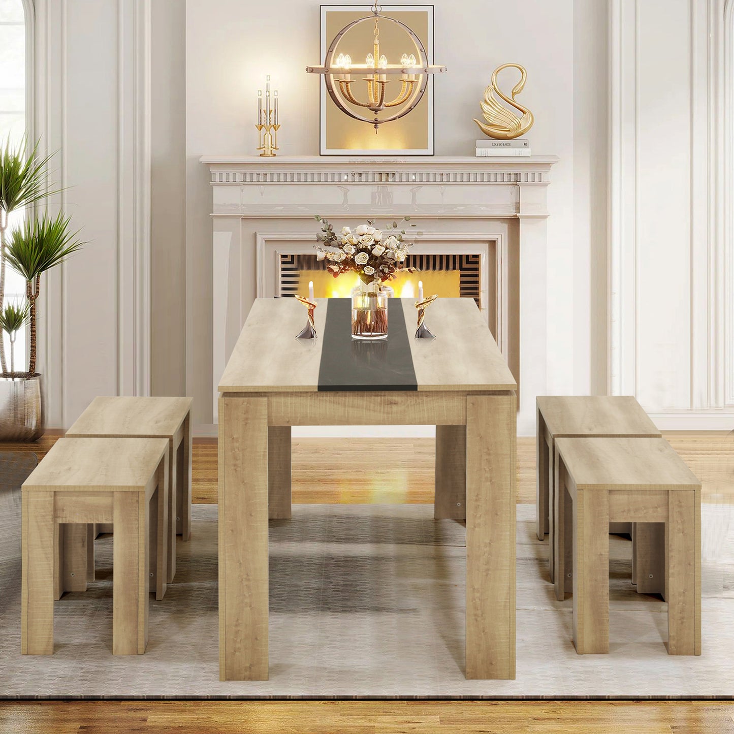 MUSK Table à manger avec 110 cm - Noir