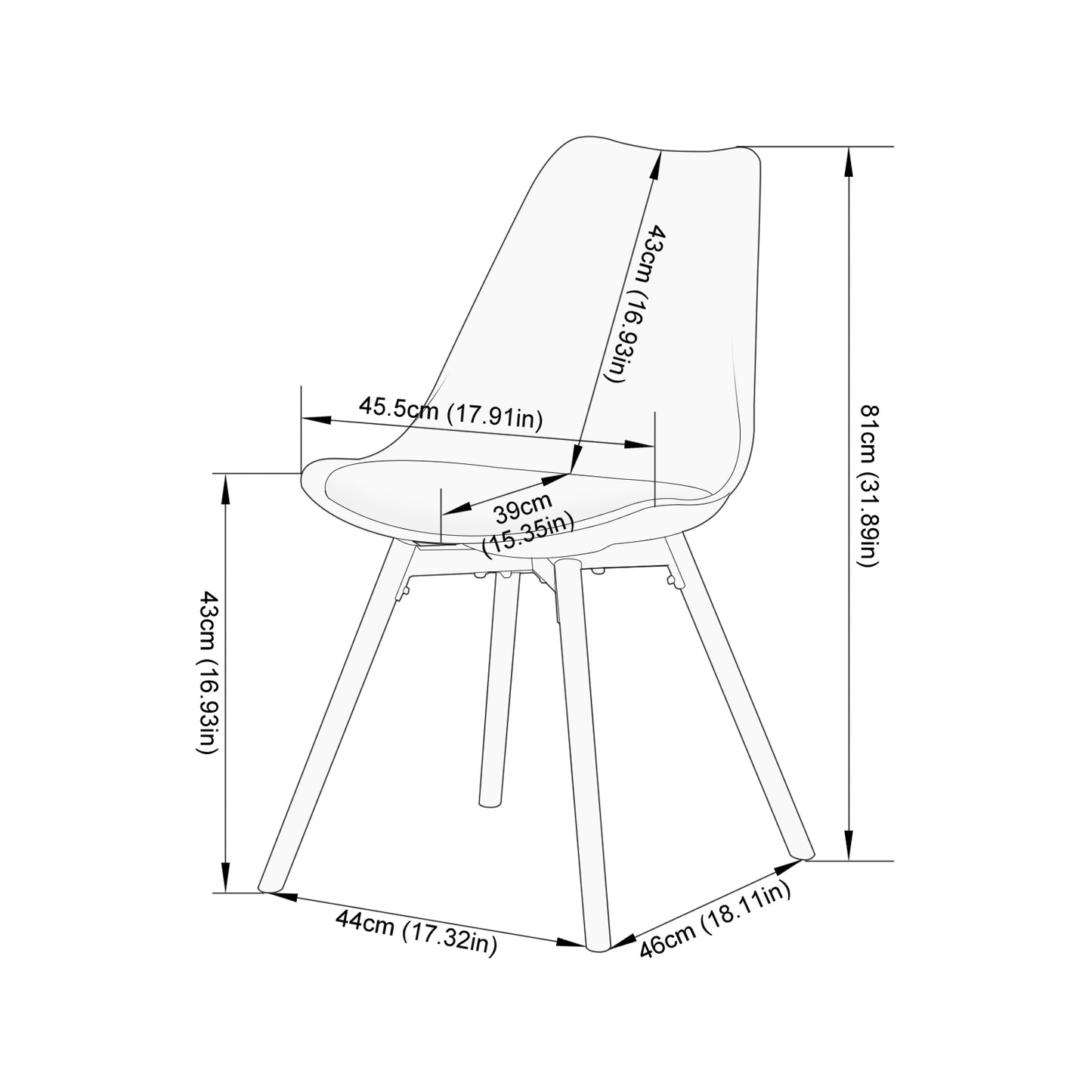 Lot de 4/6 Chaises Latérales OATS – Gris Bleu Clair / Gris Bleu Foncé/Crème glacée verte