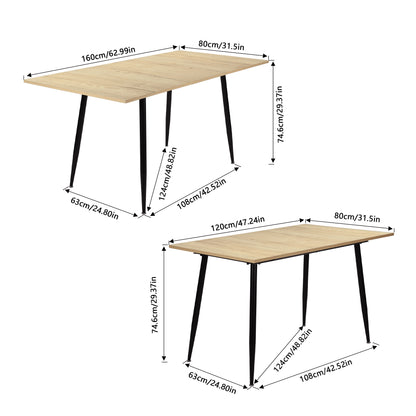 Table de salle à manger extensible ONAVA, table de cuisine rectangulaire en chêne, 120-160 cm