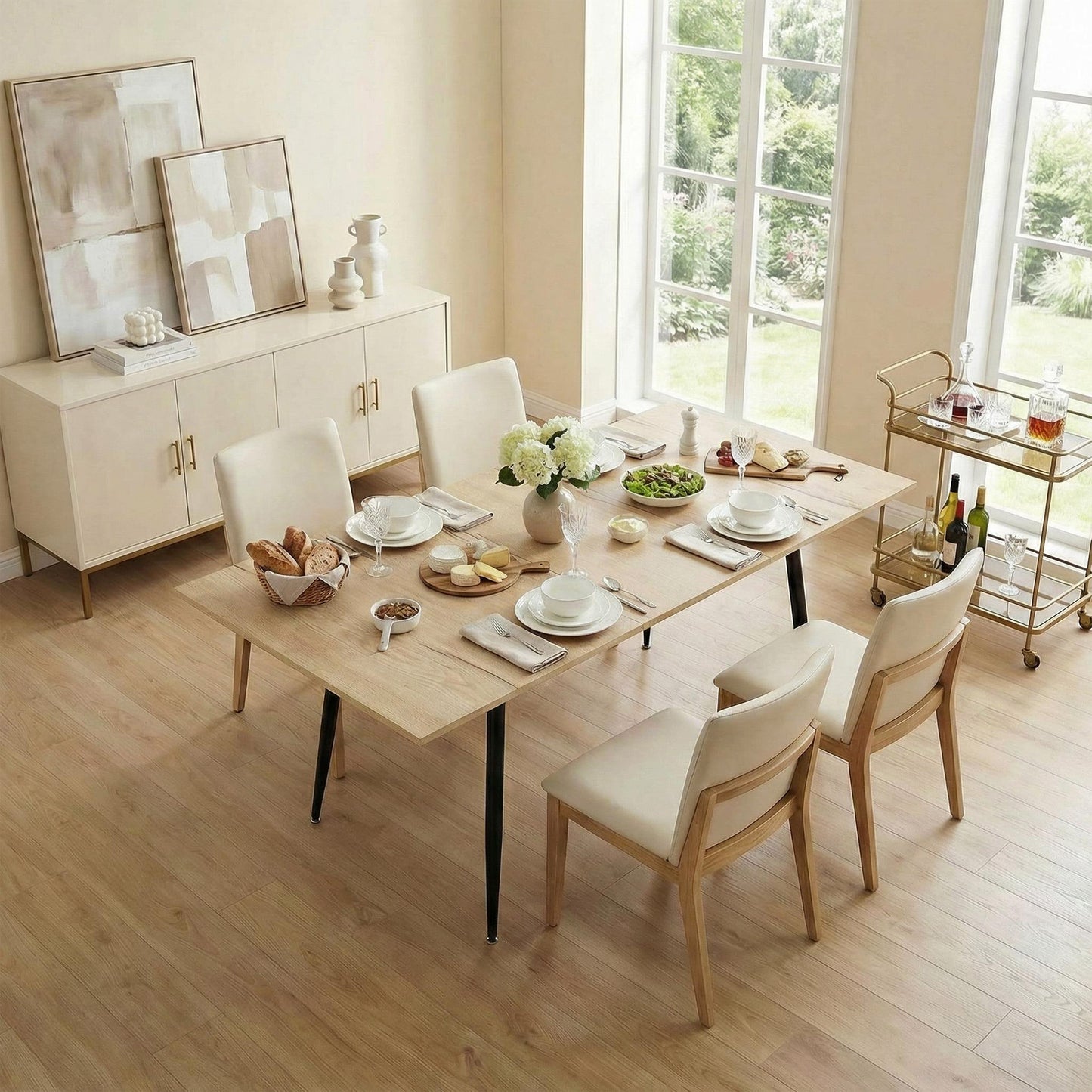 Table de salle à manger extensible ONAVA, table de cuisine rectangulaire en chêne, 120-160 cm