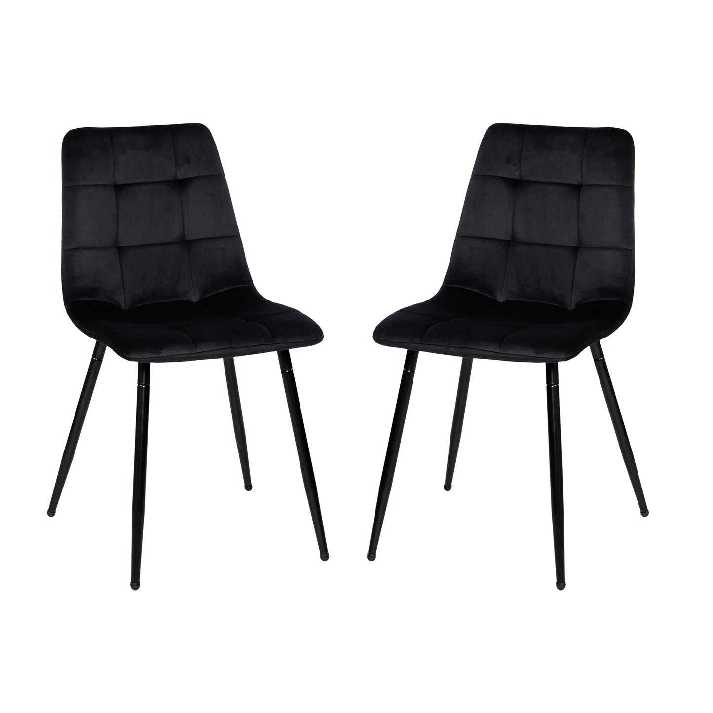 Chaise de salle à manger sans accoudoirs en tissu, pieds en fer noir - Noir/Gris/Marron