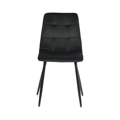 Chaise de salle à manger sans accoudoirs en tissu, pieds en fer noir - Noir/Gris/Marron