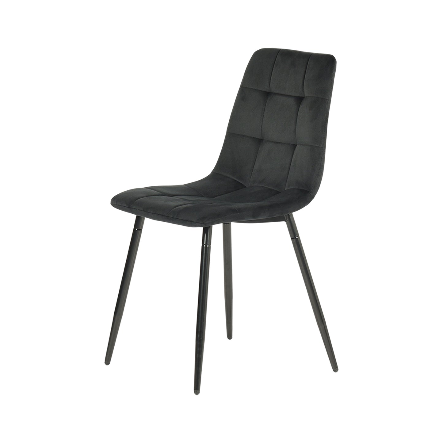 Chaise de salle à manger sans accoudoirs en tissu, pieds en fer noir - Noir/Gris/Marron