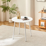 Table à manger ronde interrompue PEA avec pieds en hêtre 80 cm - Blanc