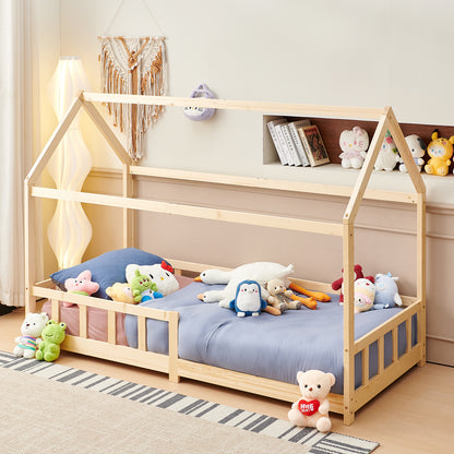 Lit Cabane Simple Pour maison Enfants avec - Bois/Blanc - PINEY