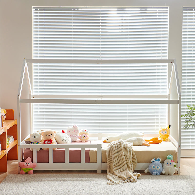 Lit Cabane Simple Pour maison Enfants avec - Bois/Blanc - PINEY