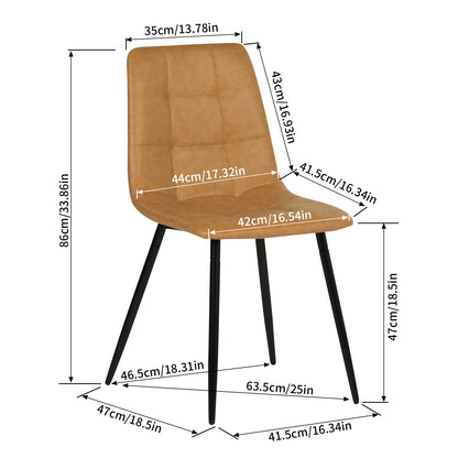 Chaise de salle à manger sans accoudoirs en tissu, pieds en fer noir - Noir/Gris/Marron